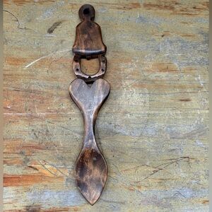Vintage Hand Carved Welsh Love Spoon Size 8 3/8”L